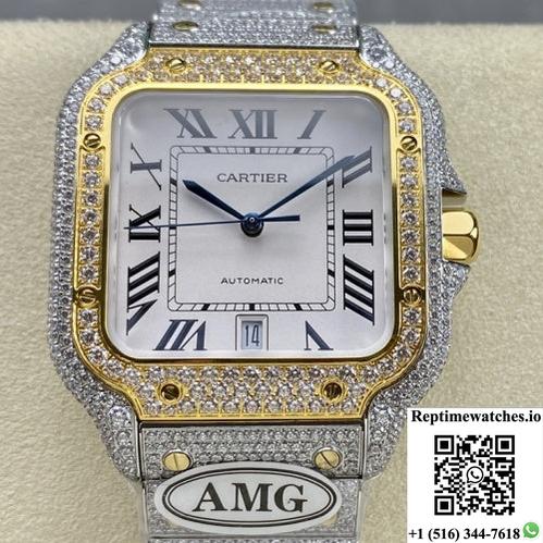 Cartier Santos W2Sa0023 Amg Factory Diamond Strap-Rep Time Watches
