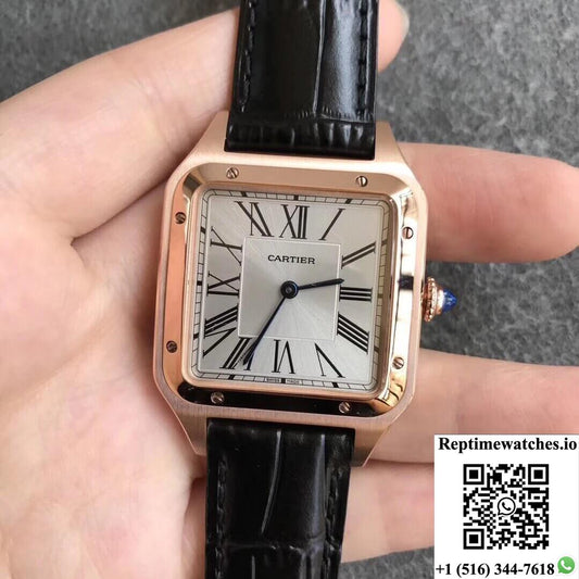 Cartier Santos Wgsa0021 Rose Gold Silver Dial-Rep Time Watches