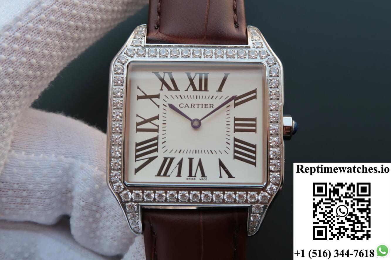 Cartier Santos Wh100651 V6 Factory White Dial-Rep Time Watches