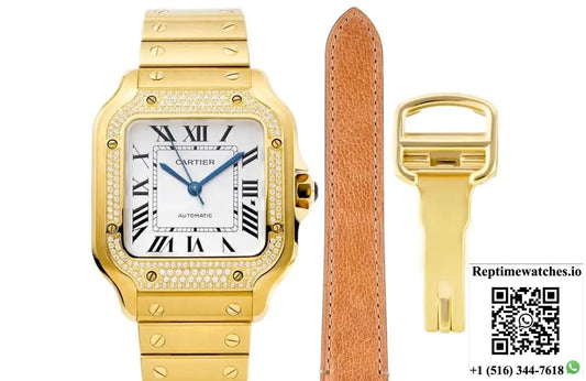 Cartier Santos WJSA0010 BV factory diamond bezel