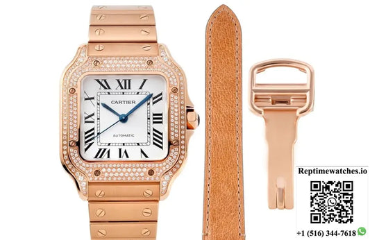 Cartier Santos WJSA0012 BV factory diamond case