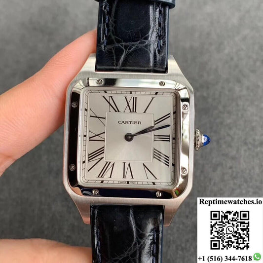 Cartier Santos Wssa0022 Blue Cowhide Strap-Rep Time Watches