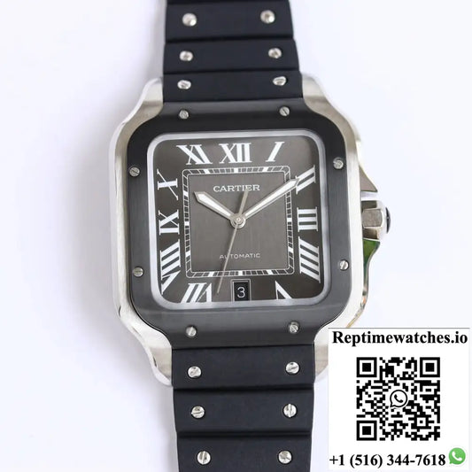 Cartier Santos WSSA0037 GF Factory V2 Black Rubber Strap - Watches
