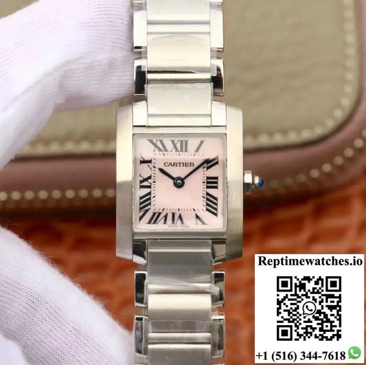 Cartier Tank Francaise Ladies W51028Q3 Pink Dial - Watches