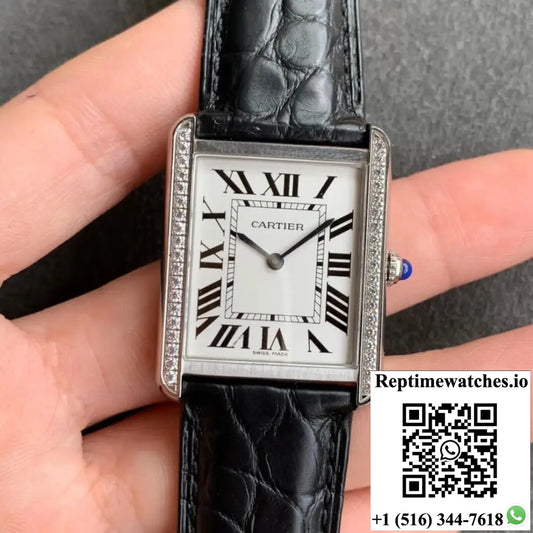 Cartier Tank K11 Factory Black Leather Strap - Watches