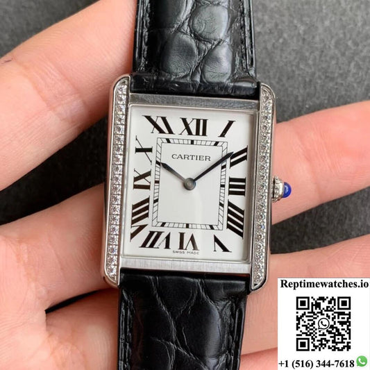 Cartier Tank K11 Factory Black Leather Strap-Rep Time Watches