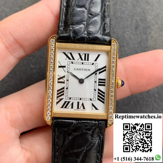 Cartier Tank K11 Factory V2 Yellow Gold White Dial - Watches