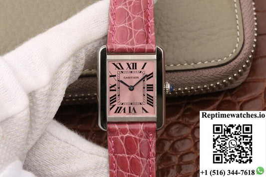 Cartier Tank W5200000 Ladies K11 Factory Pink Dial-Rep Time Watches