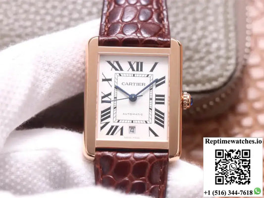 Cartier Tank W5200026 V9 Factory Rose Gold White Dial - Watches