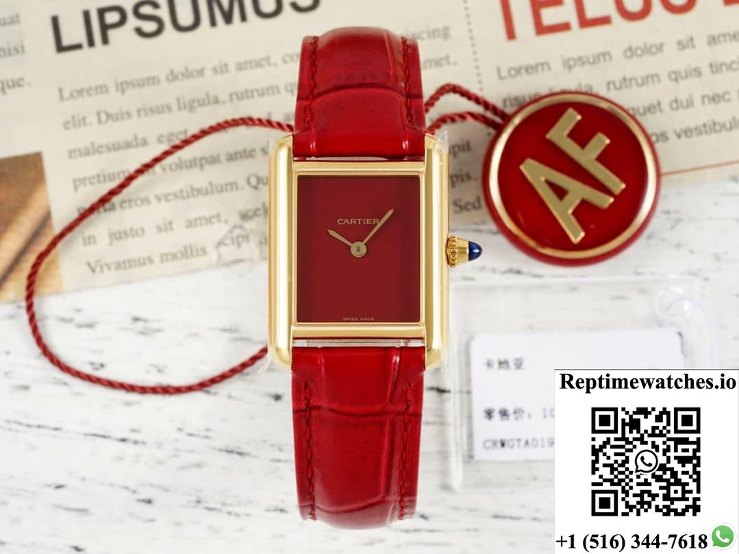 Cartier Tank Wgta0190 Af Factory Burgundy Strap-Rep Time Watches