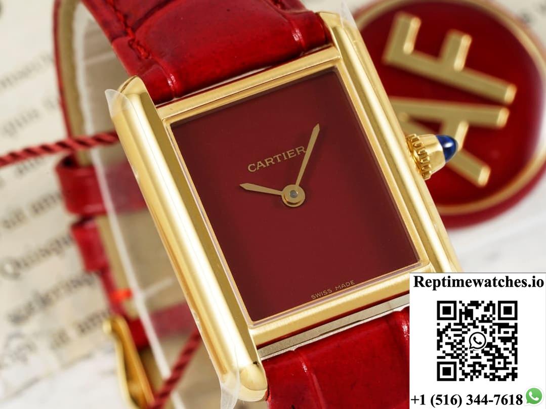 Cartier Tank Wgta0190 Af Factory Burgundy Strap-Rep Time Watches
