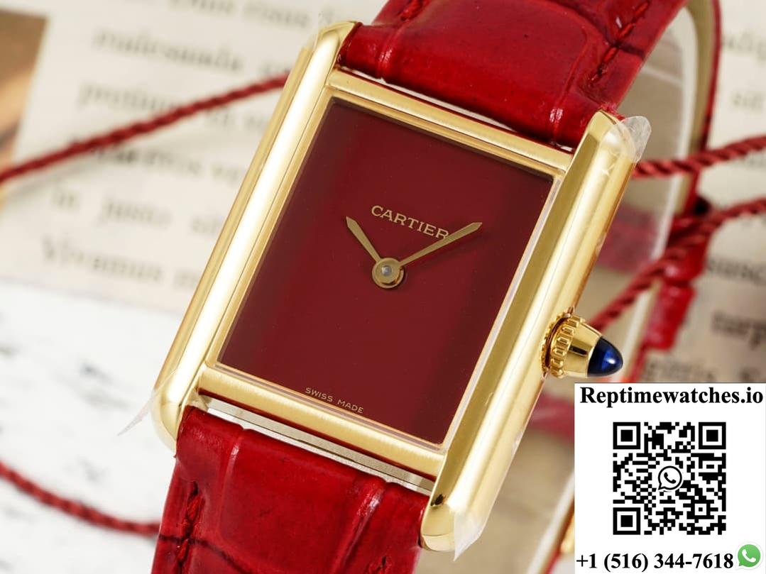 Cartier Tank Wgta0190 Af Factory Burgundy Strap-Rep Time Watches