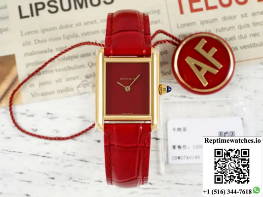 Cartier Tank WGTA0190 AF Factory Burgundy Strap