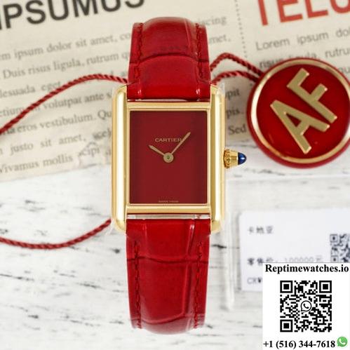 Cartier Tank Wgta0190 Af Factory Burgundy Strap-Rep Time Watches