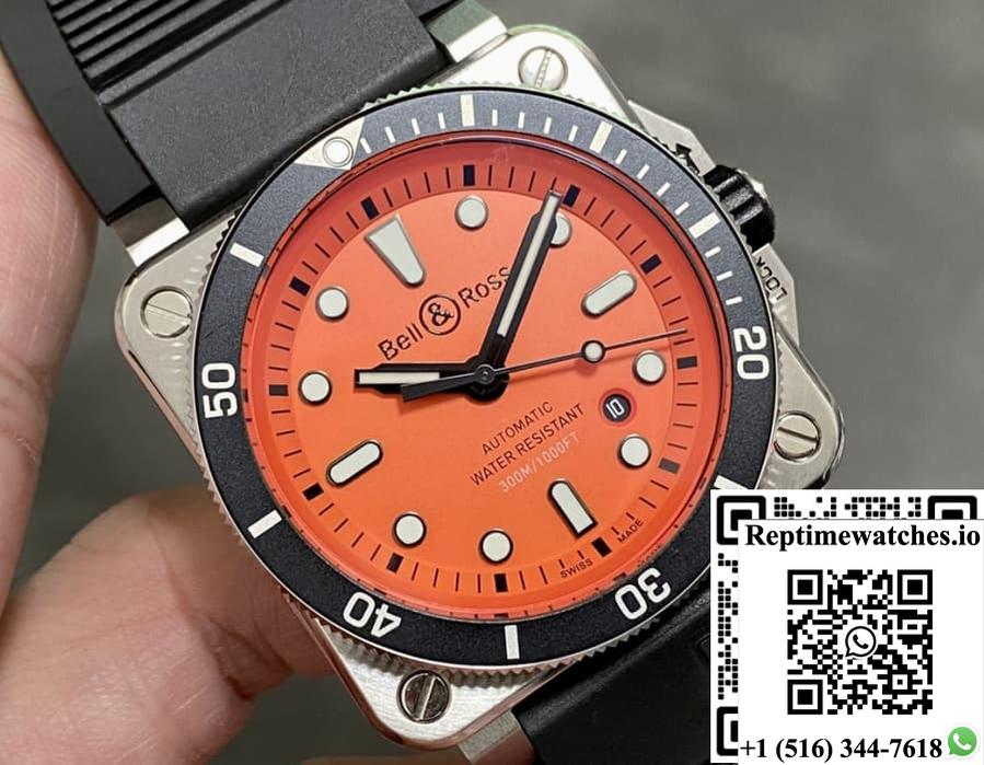 Bell & Ross Instruments Br0392-D-O-St-Srb Br Factory Rubber Strap-Rep Time Watches