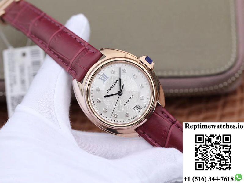 Cle De Cartier Automatic 35Mm Wjcl0032 18K Rose Gold Silver-Gray Dial-Rep Time Watches