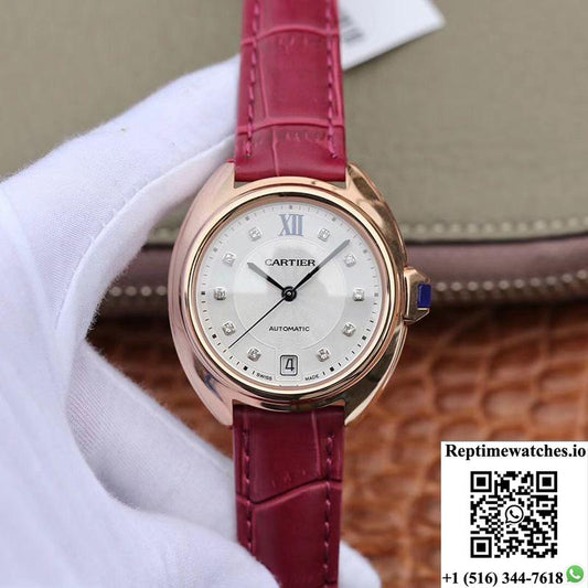 Cle De Cartier Automatic 35Mm Wjcl0032 18K Rose Gold Silver-Gray Dial-Rep Time Watches