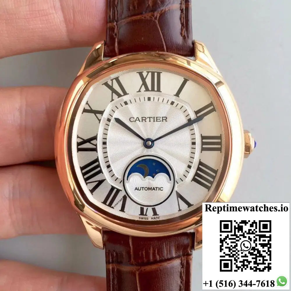 Drive De Cartier Moonphase WGNM0008 Rose Gold Silver Dial - Watches