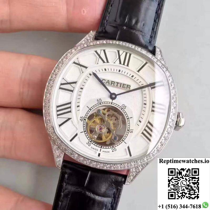 Drive De Cartier W4100013 Tourbillon White Textured Dial-Rep Time Watches