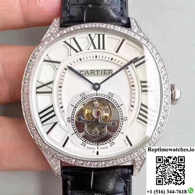 Drive De Cartier W4100013 Tourbillon White Textured Dial-Rep Time Watches