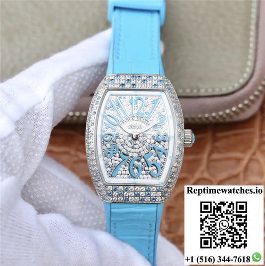 Franck Muller Ladies Collection V 32 SC AT FO D CD (BL) ABF Factory Diamond-set Bezel - Watches