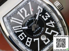 Franck Muller Vanguard V45-04 Black Leather Strap Black Dial - Watches