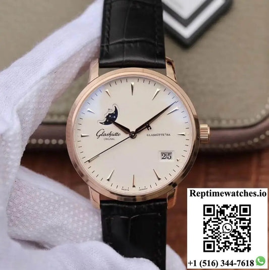 Glashutte Original Senator 1-36-04-04-02-01 Moonphase 18K Rose Gold White Dial Product Photo 1