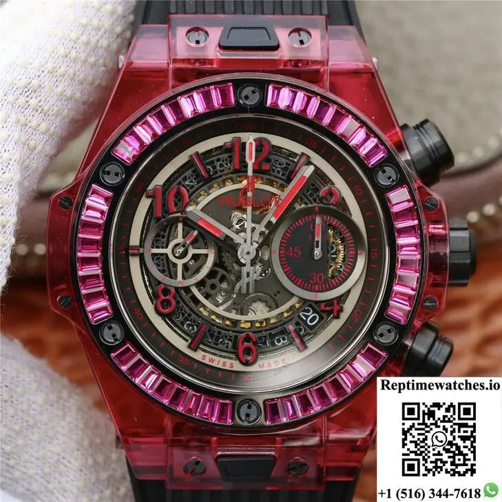Hublot Big Bang 411.Jx.4802.Rt Red Case Black Strap-Rep Time Watches