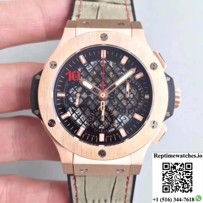 Hublot Big Bang Aero Bang Gold 311.Px.1180.Gr Black Skeleton Dial-Rep Time Watches