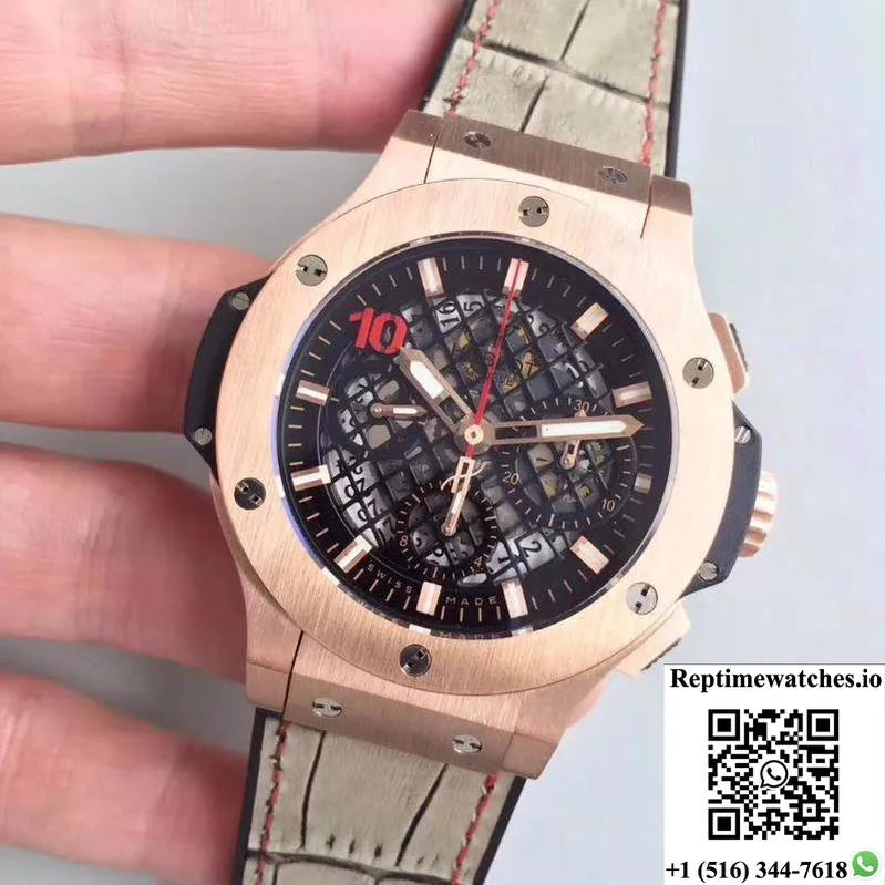Hublot Big Bang Aero Bang Gold 311.Px.1180.Gr Black Skeleton Dial-Rep Time Watches