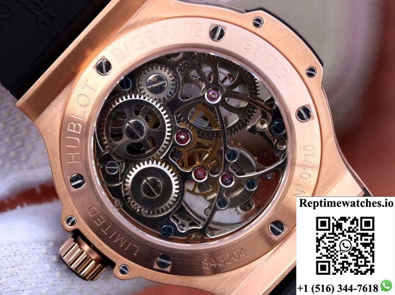 Hublot Big Bang Hollow Tourbillon 18K Rose Gold Skeleton Dial-Rep Time Watches
