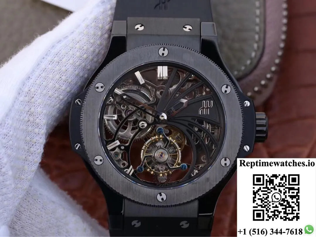 Hublot Big Bang Hollow Tourbillon Ceramic Skeleton Dial-Rep Time Watches