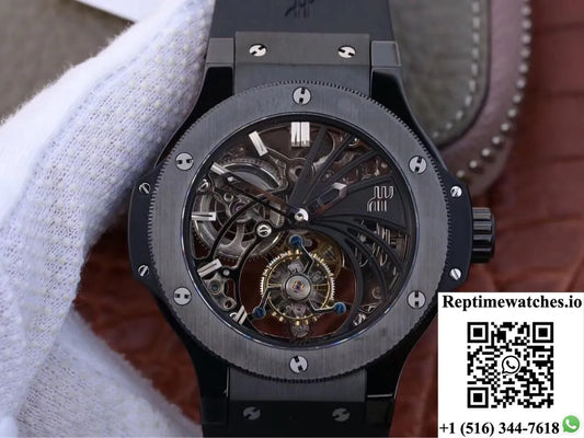 Hublot Big Bang Hollow Tourbillon Ceramic Skeleton Dial-Rep Time Watches