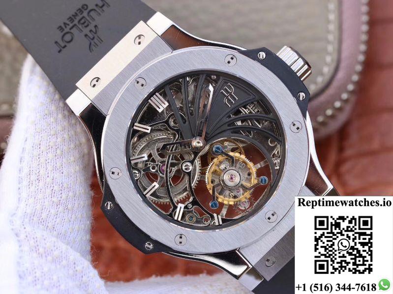 Hublot Big Bang Hollow Tourbillon Stainless Steel Case Skeleton Dial-Rep Time Watches