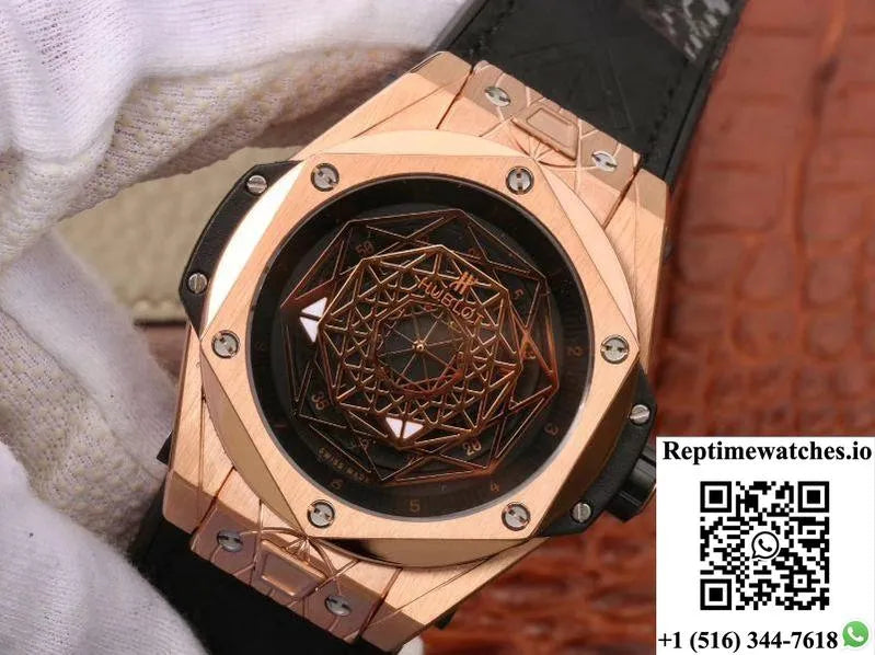 Hublot Big Bang Sang Bleu King Gold 415.Ox.1118.Vr.Mxm17 Tmf Factory Black Dial-Rep Time Watches