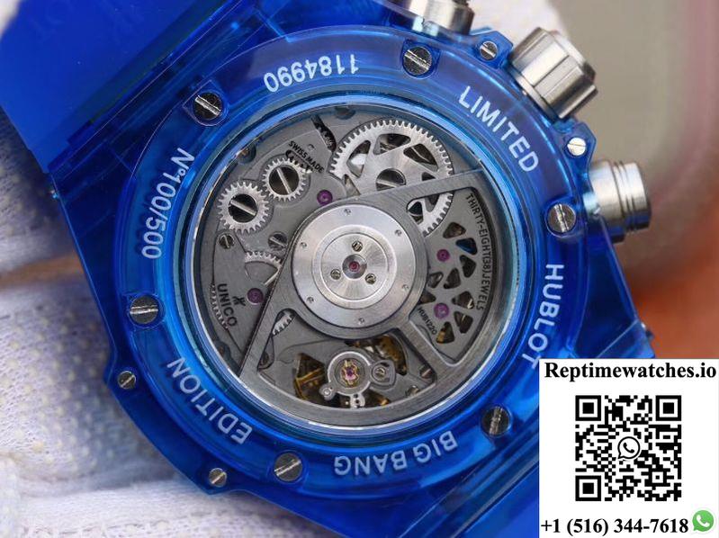 Hublot Big Bang Unico 411.Jx.4802.Rt Blue Strap Skeleton Dial-Rep Time Watches