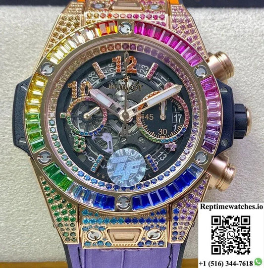 Hublot Big Bang Unico 411.Ox.9910.Lr.0999 Zf Factory Rose Gold Skeleton Dial-Rep Time Watches
