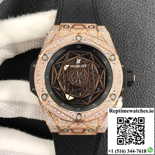 Hublot Big Bang WWF Factory Gold Full Diamond Case - Watches