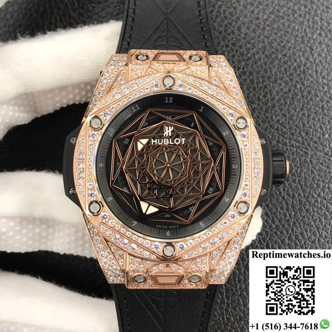 Hublot Big Bang Wwf Factory Gold Full Diamond Case-Rep Time Watches