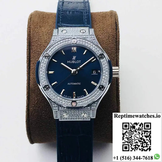 Hublot Classic Fusion 38MM HB Factory Diamond Blue Dial - Watches