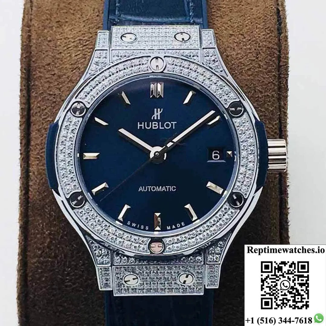 Hublot Classic Fusion 38Mm Hb Factory Diamond Blue Dial-Rep Time Watches