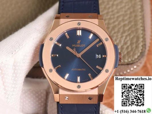Hublot Classic Fusion 511.Ox.7180.Lr Wwf Factory Rose Gold Blue Dial-Rep Time Watches