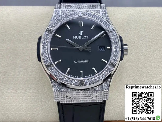 Hublot Classic Fusion 542.NX.1171.LR.1704 42MM HB Factory Diamond Black Dial - Watches
