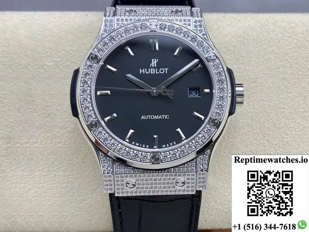 Hublot Classic Fusion 542.Nx.1171.Lr.1704 42Mm Hb Factory Diamond Black Dial-Rep Time Watches