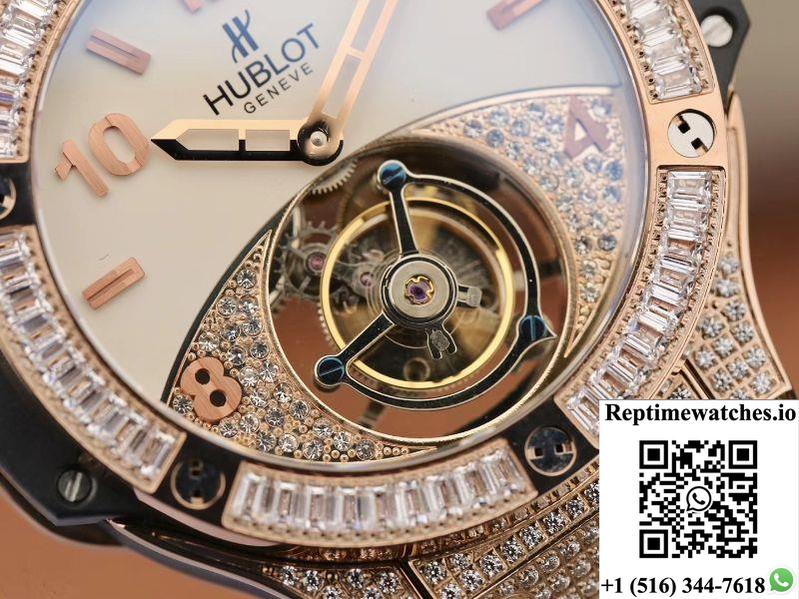 Hublot Classic Fusion Rose Gold Tourbillon White Enamel Dial-Rep Time Watches