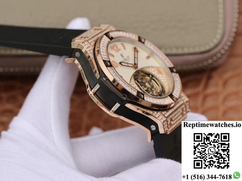 Hublot Classic Fusion Rose Gold Tourbillon White Enamel Dial-Rep Time Watches