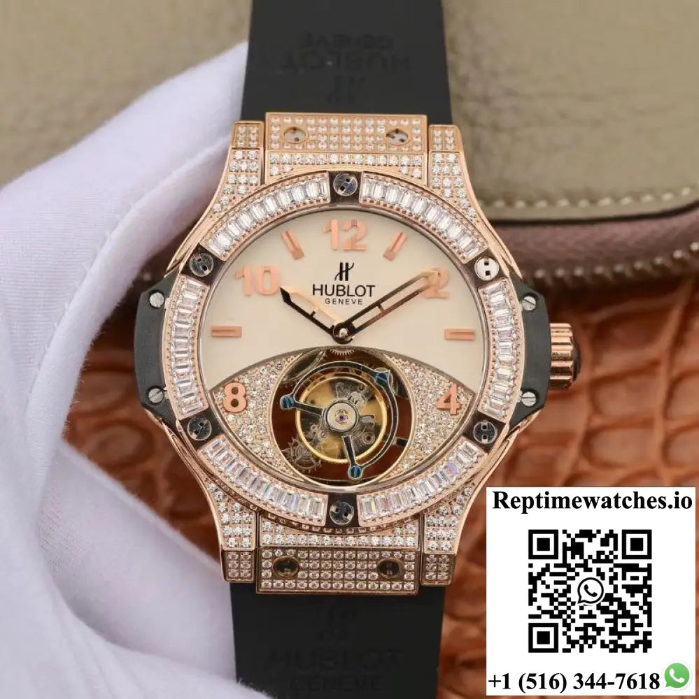 Hublot Classic Fusion Rose Gold Tourbillon White Enamel Dial - Watches