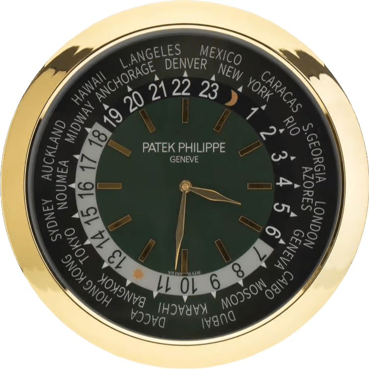 PATEK PHILIPPE GOLD/GREEN (16 INCHES/40CM) DELUXE METAL WALL CLOCK 35 CM