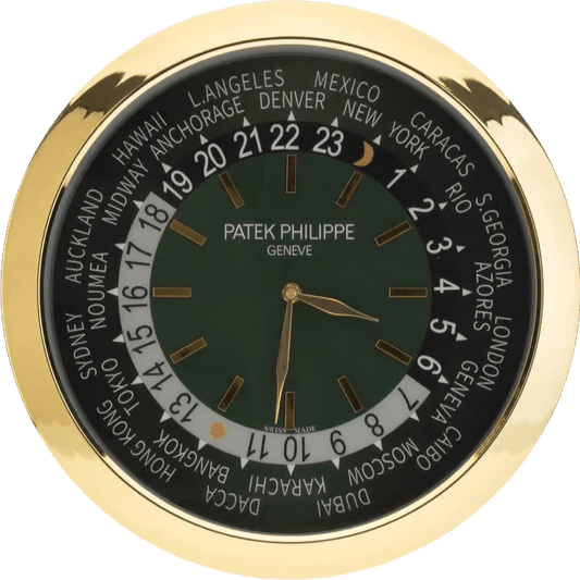 PATEK PHILIPPE GOLD/GREEN (16 INCHES/40CM) DELUXE METAL WALL CLOCK 35 CM