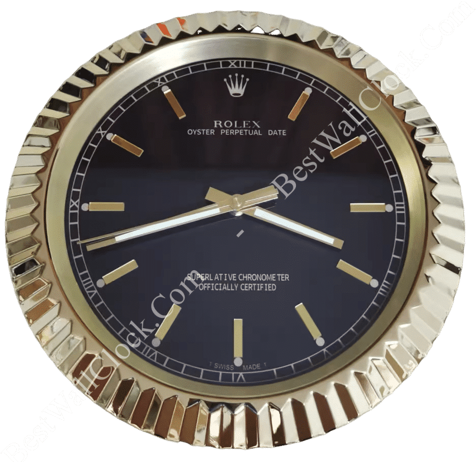 BLACK AND GOLD EDITION 35 CM DELUXE METAL WALL CLOCK